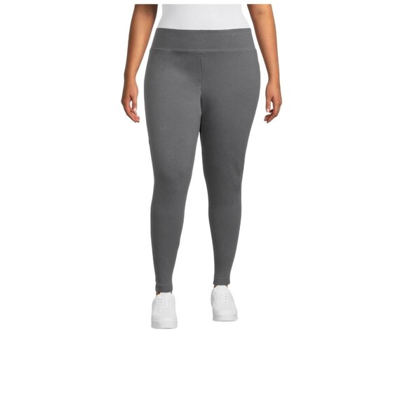 Terra & Sky Pants - Terra & Sky Womens Heather Gray Leggings Size 14W